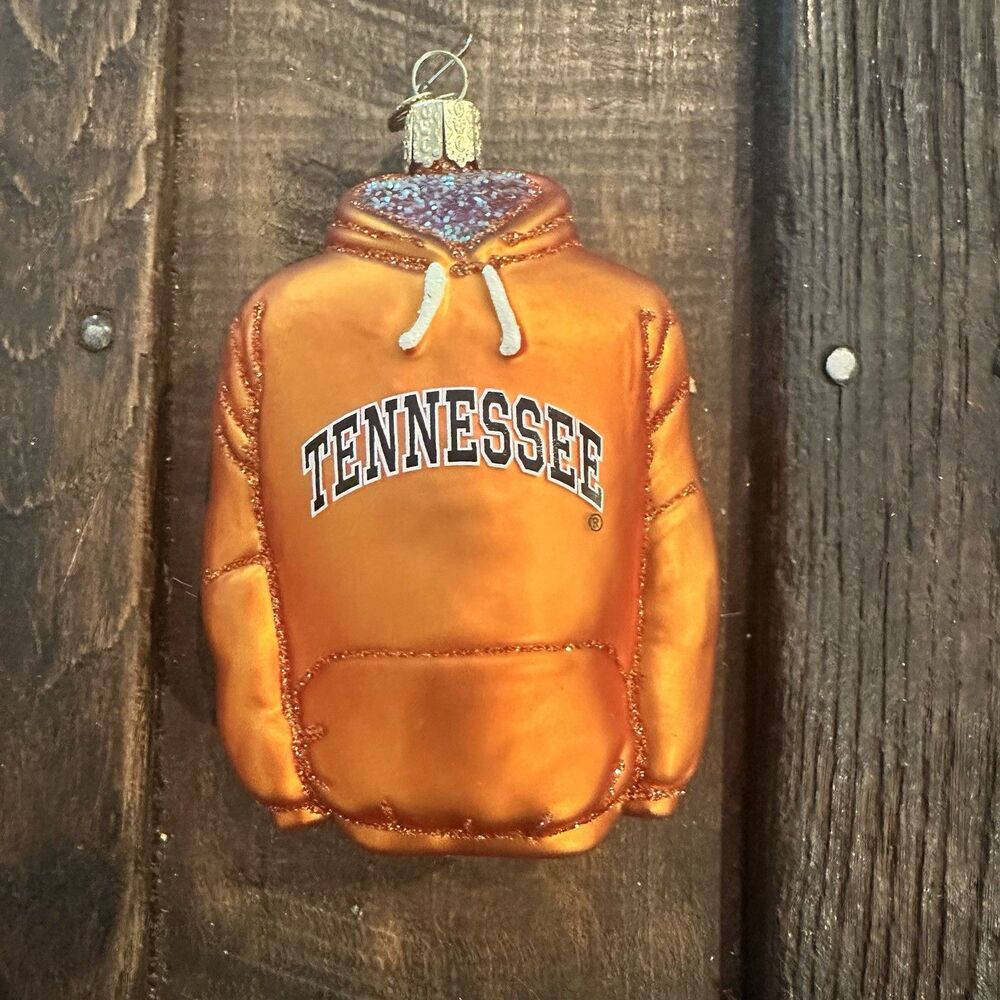 Old World Christmas Tennessee Volunteers Tree Glass Ornament Hoodie 4.5"